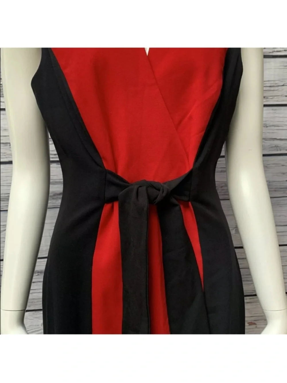 Calvin Klein Red and Black Colorblock Midi Sheath Dress size 4 - Picture 5 of 15